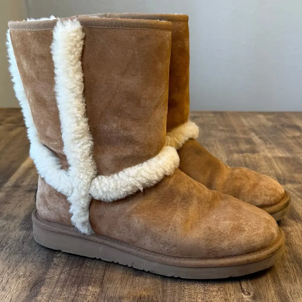 UGG Australia Carter Boot Mid Shearling Chestnut Brown Women’s Sz 10 NO INSOLES